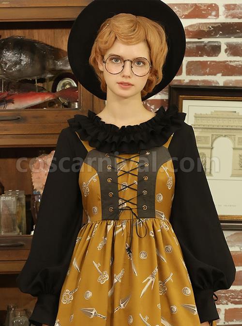 Knife And Sword War Series Ruffle Collar Long Sleeve Lolita Shirt coscarnival