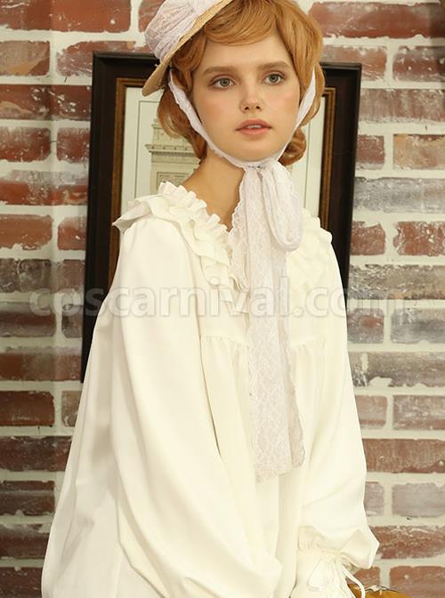 Knife And Sword War Series Ruffle Collar Long Sleeve Lolita Shirt coscarnival