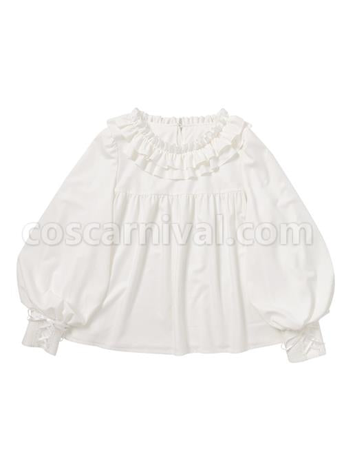 Knife And Sword War Series Ruffle Collar Long Sleeve Lolita Shirt coscarnival