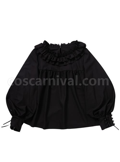 Knife And Sword War Series Ruffle Collar Long Sleeve Lolita Shirt coscarnival