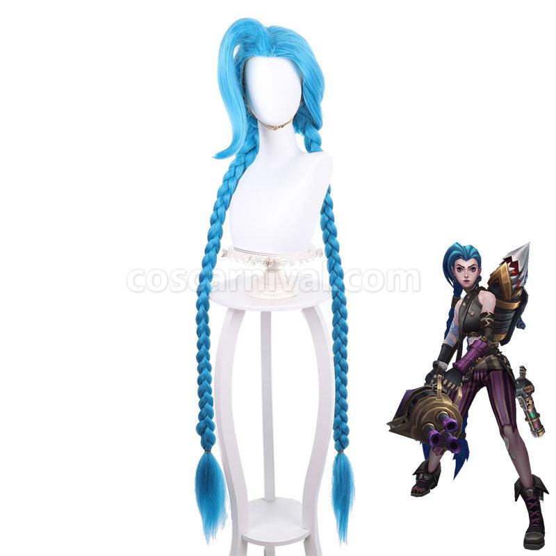 LOL Arcane Jinx Long Blue Bunches Cosplay Wigs coscarnival01118622