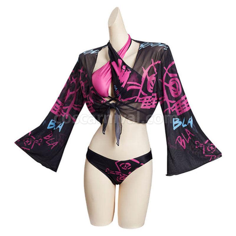 LOL Arcane Jinx Loose Cannon Swimsuit Cosplay Costume coscarnival01114755
