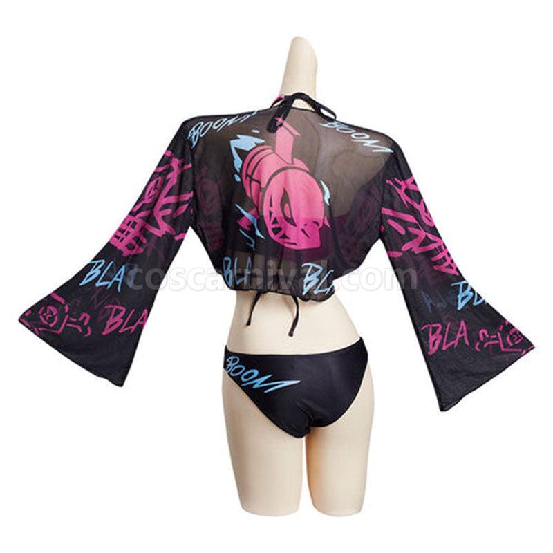 LOL Arcane Jinx Loose Cannon Swimsuit Cosplay Costume coscarnival01114758
