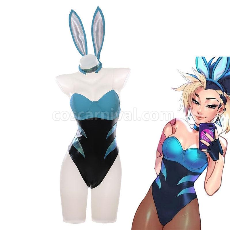 LOL KDA ALL OUT Akali Bunnysuit Cosplay Costumes coscarnival011113075