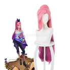 LOL KDA All Out Seraphine 100cm Long Pink Gradient Purple Ponytail Cosplay Wigs coscarnival011114203