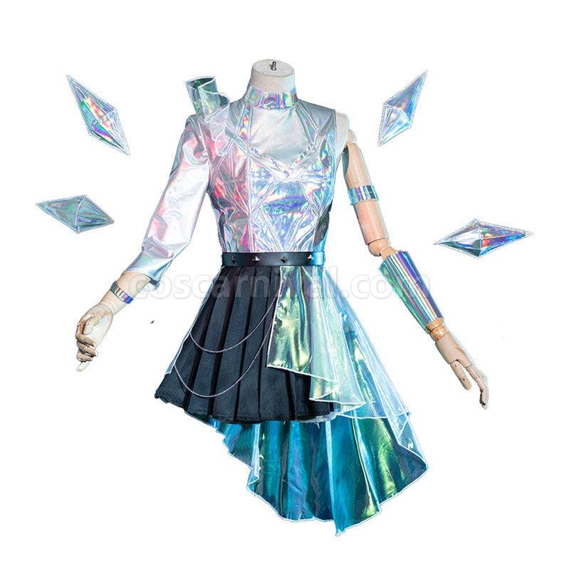 LOL KDA All Out Seraphine Superstar Fullset Cosplay Costumes With Wing Props coscarnival011113912