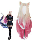 LOL KDA The Baddest Ahri 100cm Long Beige Gradient Pink Cosplay Wigs coscarnival011114673