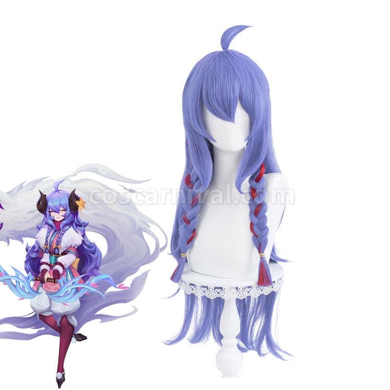 LOL Spirit Blossom Skin Kindred 80cm Long Blue Purple Cosplay Wigs coscarnival011114677