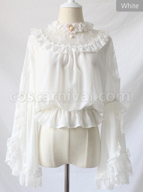 Lace Ruffle Pendant Classic Lolita Chiffon Shirt coscarnival