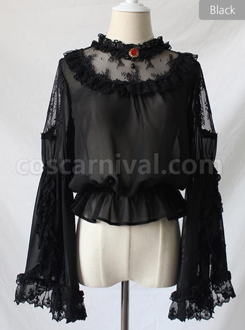 Lace Ruffle Pendant Classic Lolita Chiffon Shirt coscarnival