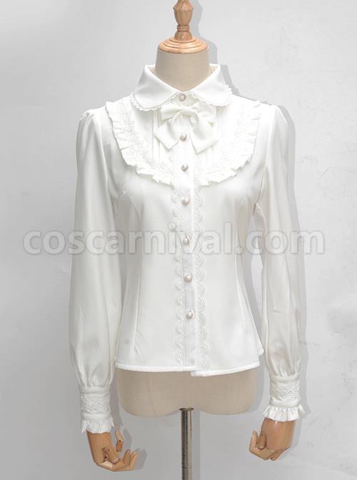 Lace Ruffle Retro Long Sleeve Classic Lolita Shirt coscarnival