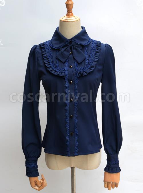 Lace Ruffle Retro Long Sleeve Classic Lolita Shirt coscarnival