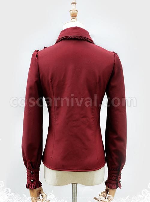 Lace Ruffle Retro Long Sleeve Classic Lolita Shirt coscarnival