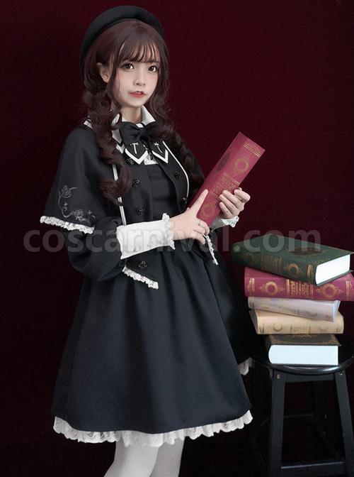 Late autumn Chapel Retro Gothic Lolita Long Sleeves Dress And Shawl coscarnival