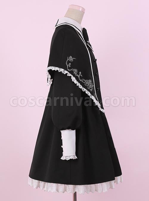 Late autumn Chapel Retro Gothic Lolita Long Sleeves Dress And Shawl coscarnival