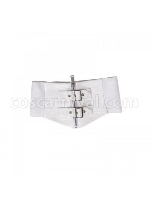 Letters And Poems Gunpowder Series White Pleated Lace Jacquard Drawstring Red Rose Embellishment PU Personalized Girdle Gothic Lolita Dress Set coscarnival