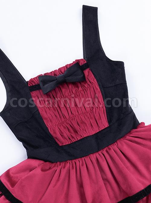 Lilith Series Playful Sexy Velvet Princess Three-Section Cake Skirt Gothic Lolita Sleeveless Dress coscarnival