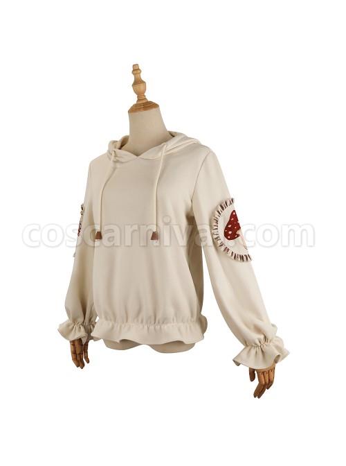 Little Raccoon Series Red Little Mushroom Printing Sweet Lolita Apricot Hoodies coscarnival