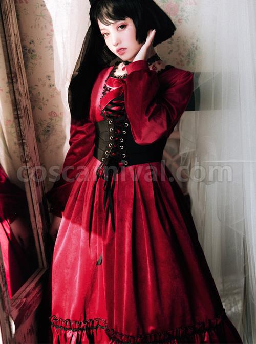 Little Red Riding Hood Series Retro Fairy Style OP Gothic Lolita Long Sleeve Dress coscarnival