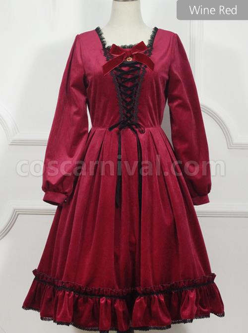 Little Red Riding Hood Series Retro Fairy Style OP Gothic Lolita Long Sleeve Dress coscarnival