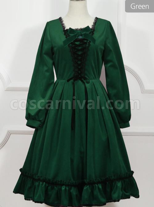 Little Red Riding Hood Series Retro Fairy Style OP Gothic Lolita Long Sleeve Dress coscarnival
