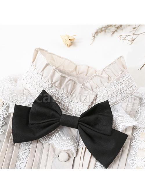 Little Stand Collar Concise Gothic Lolita Long Sleeve Dress coscarnival