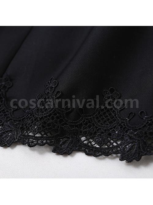 Little Stand Collar Concise Gothic Lolita Long Sleeve Dress coscarnival