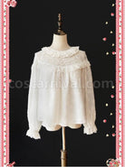 Little Star Hollow Out White Lace Lolita Long Sleeves Shirt coscarnival