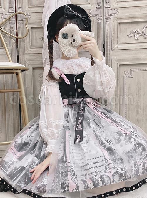 Little Tengu Series Doll Collar White Chiffon Sweet Lolita Long Sleeve Shirt coscarnival