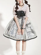 Little Tengu Series JSK Black Printing Tulle Hem Black Cute Punk Street Gothic Lolita Sling Dress coscarnival