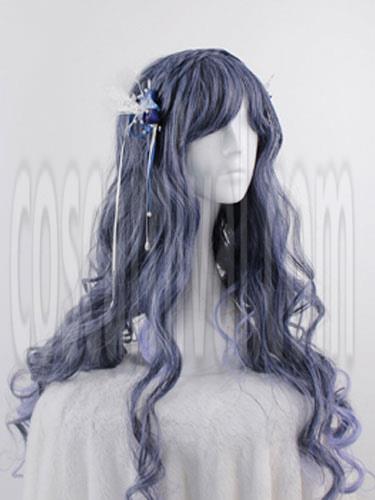 甘いロリータ ウィッグ ロング カーリー ロイヤル パープル原宿ファッション かつら ブラント フリンジ cocarnival