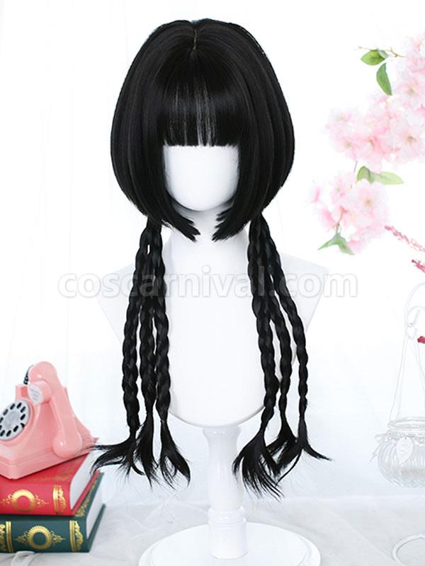 黒ロリータ ウィッグ ロング耐熱ファイバー ロリータ アクセサリー coscarnival