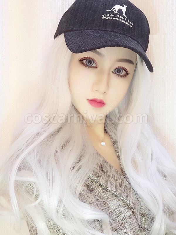 原宿ファッション ロリータ ウィッグ ロング 耐熱繊維 ホワイト ロリータ アクセサリー cocarnival