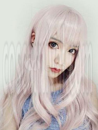 甘いロリータ ウィッグ ソフト ピンク ロング カーリー ロリータ ヘア ウィッグ ブラント バング cocarnival