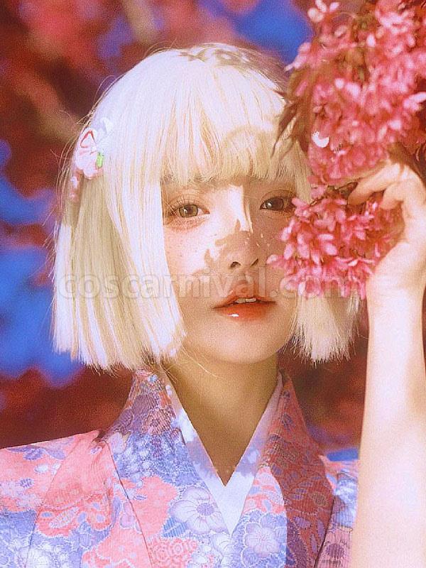 Harajuku Fashion Lolita Wig Light Gold Short Heat-resistant Fiber Lolita Accessories 