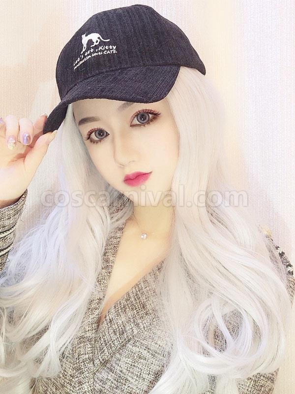 原宿ファッション ロリータ ウィッグ ロング 耐熱繊維 ホワイト ロリータ アクセサリー cocarnival