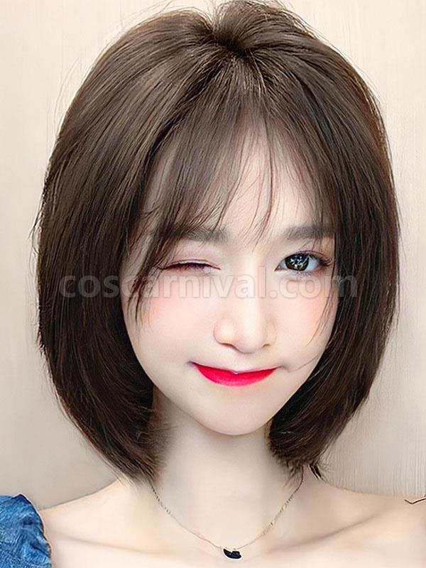 Sweet Lolita Wigs Short Heat-resistant Fiber Deep Brown Lolita Accessories 