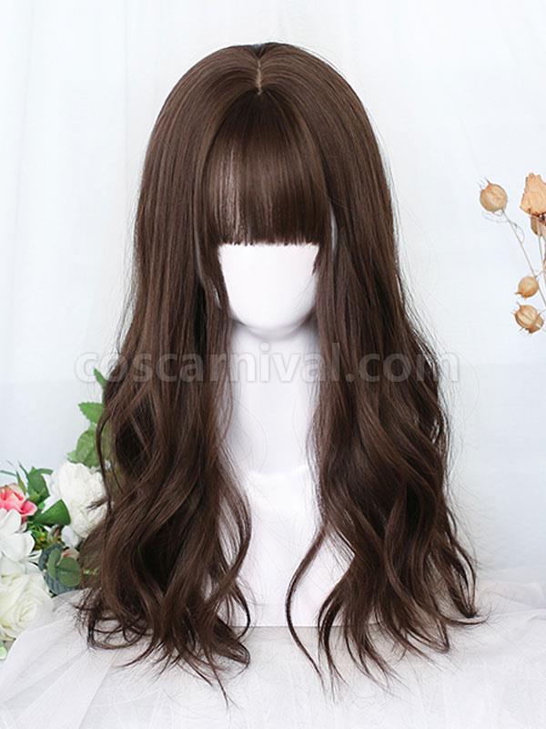 Brownish Black Lolita Wigs Long Heat-resistant Fiber Lolita Accessories 