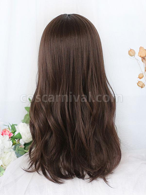 茶色がかった黒のロリータ ウィッグ ロング耐熱ファイバー ロリータ アクセサリー cocarnival