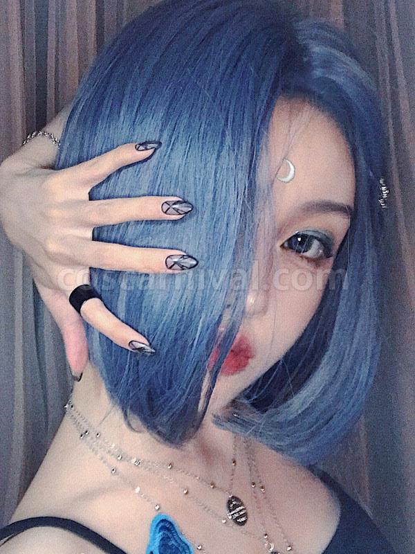 Sweet Lolita Wigs Deep Blue Bob Short Heat Resistant Fiber Lolita Hair Wigs 