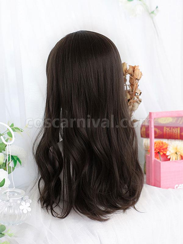 茶色がかった黒のロリータ ウィッグ ロング耐熱ファイバー ロリータ アクセサリー cocarnival