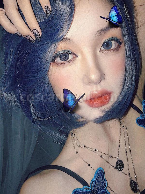 スウィートロリータ ウィッグ ディープ ブルー ボブ ショート 耐熱繊維 ロリータ ヘアウィッグ cocarnival