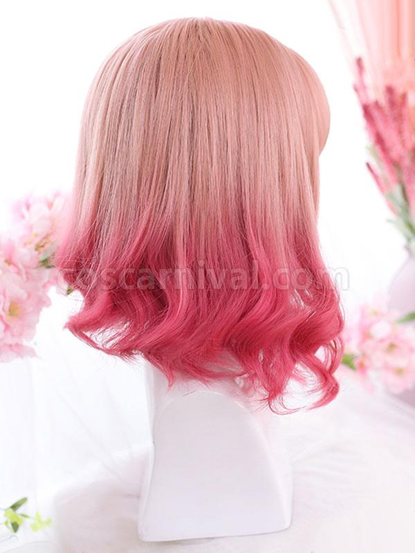 原宿ファッション ロリータ ウィッグ ミディアム 耐熱ファイバー ピンク ロリータ アクセサリー cocarnival