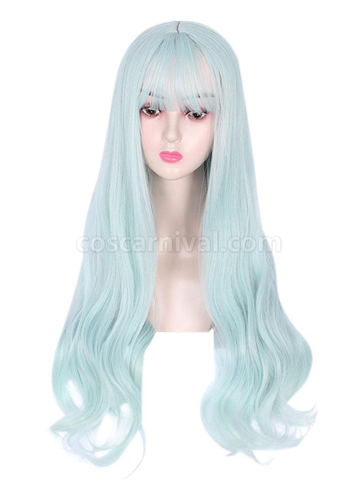 Sweet Lolita Wig Pastel Blue Fiber Flowers Lolita Accessories 
