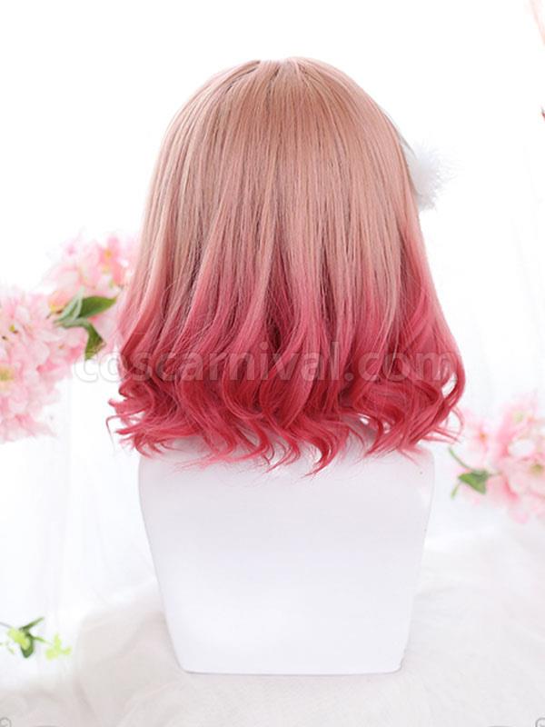 原宿ファッション ロリータ ウィッグ ミディアム 耐熱ファイバー ピンク ロリータ アクセサリー cocarnival