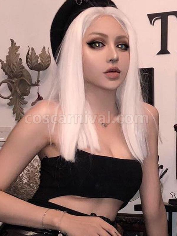 長いロリータ ウィッグ耐熱繊維白ロリータ ヘア ウィッグ cocarnival