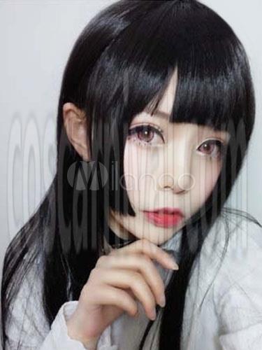 Sweet Lolita Wigs Black Long Straight Lolita Hair Wigs With Blunt Fringe 