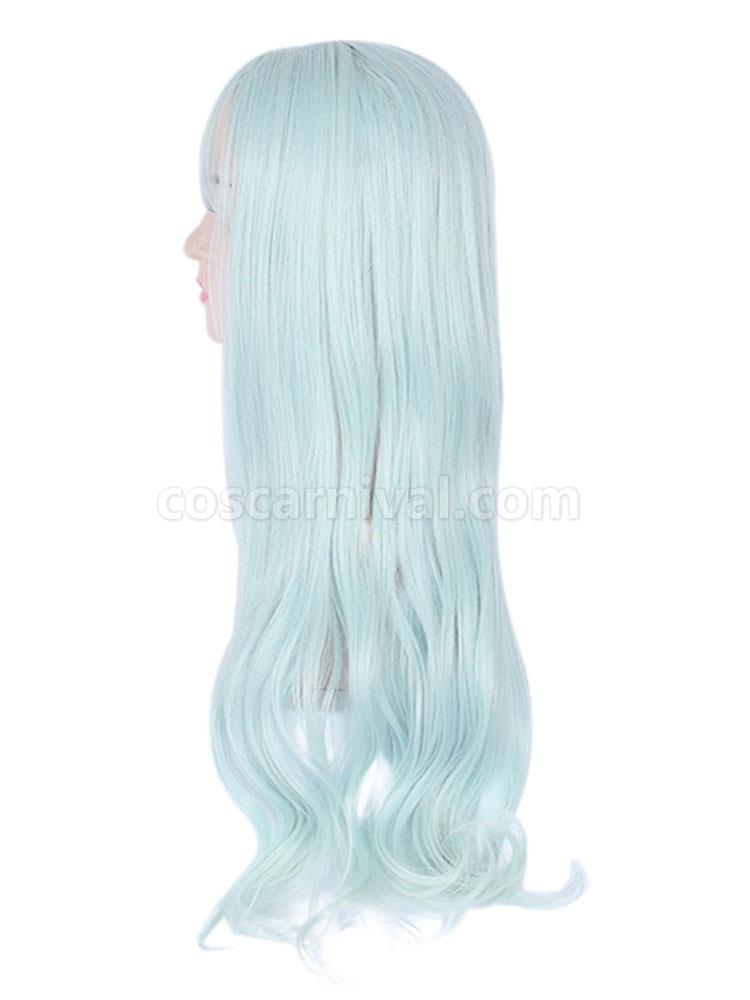 甘いロリータ ウィッグ パステル ブルー ファイバー花ロリータ アクセサリー cocarnival