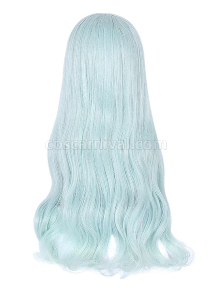 甘いロリータ ウィッグ パステル ブルー ファイバー花ロリータ アクセサリー cocarnival