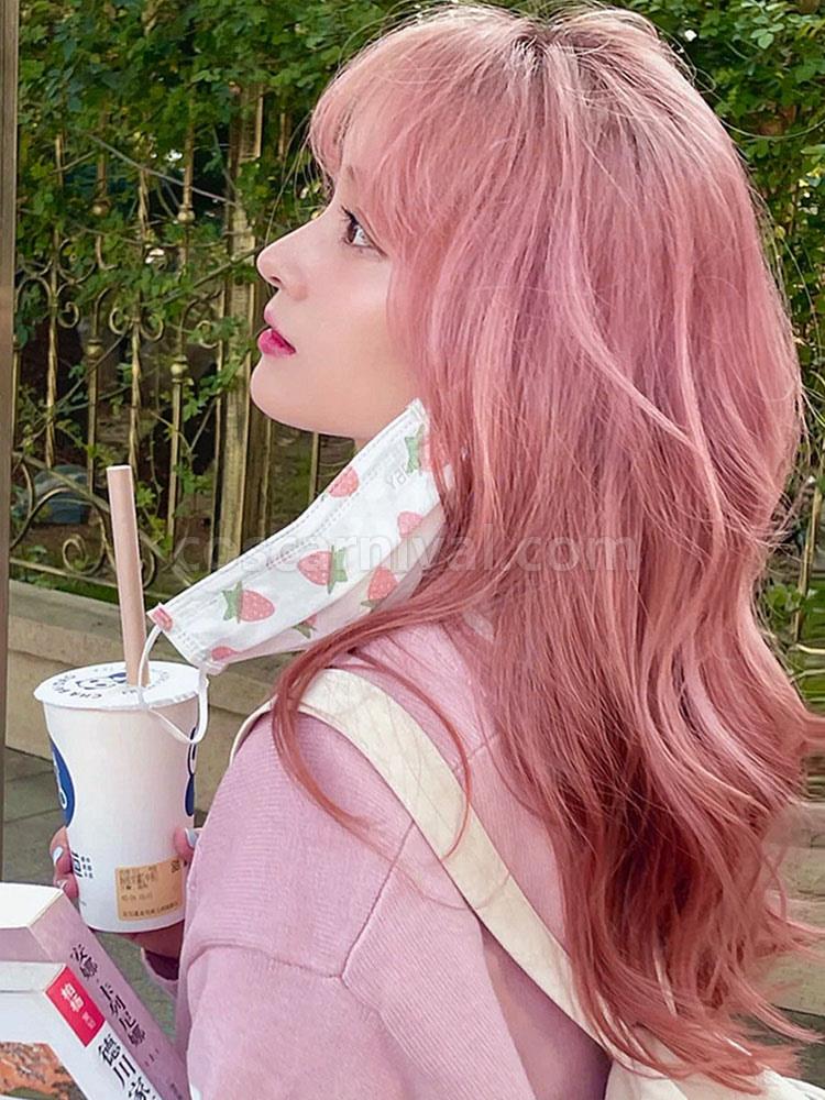 甘ロリータウィッグ ロング 耐熱ファイバー ピンク ロリータ アクセサリー coscarnival